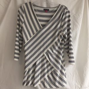 Cute Grey and White Stripe Vince Camuto top!